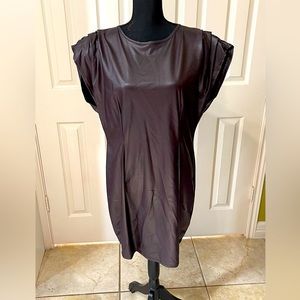 Faux leather mini dress with cap sleeves